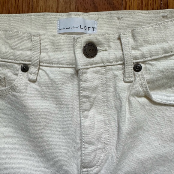 LOFT High Waist Straight Crop Ivory White Jeans Size 24 00 - Picture 4 of 4